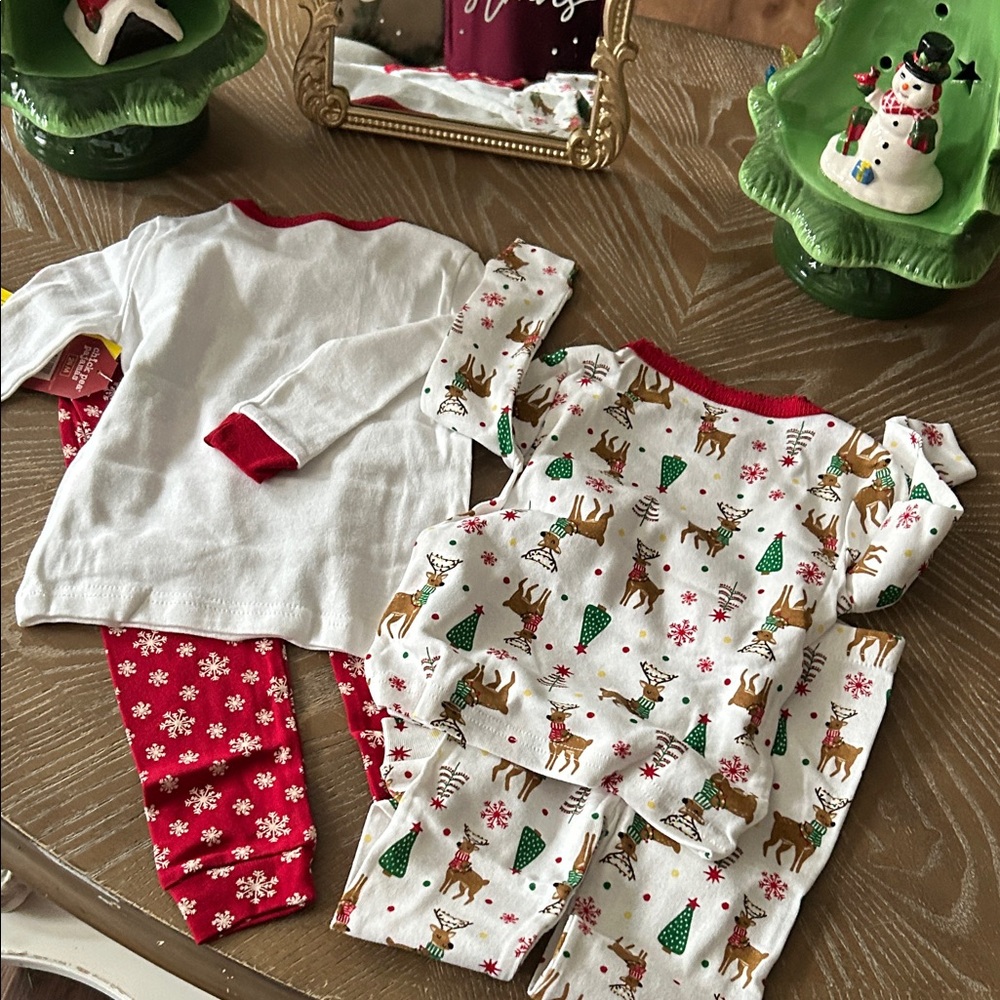 NWT! Set/2 Christmas Holiday Reindeer & Tree Baby Girl Pajamas - Picture 14 of 14
